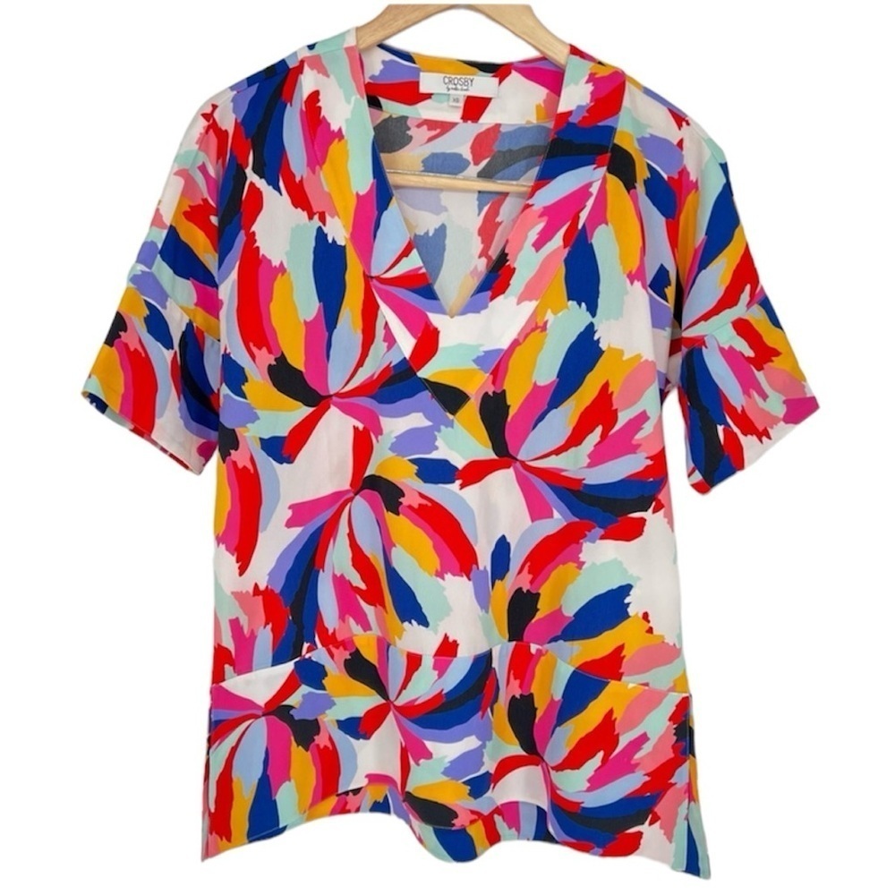 Crosby by Mollie Burch Martha Tunic Bright Colorful Abstract Floral‎ Top Blouse